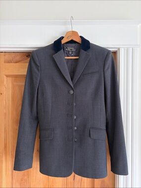 Brooks Brothers Charcoal Gray Blazer with Navy Velvet Collar